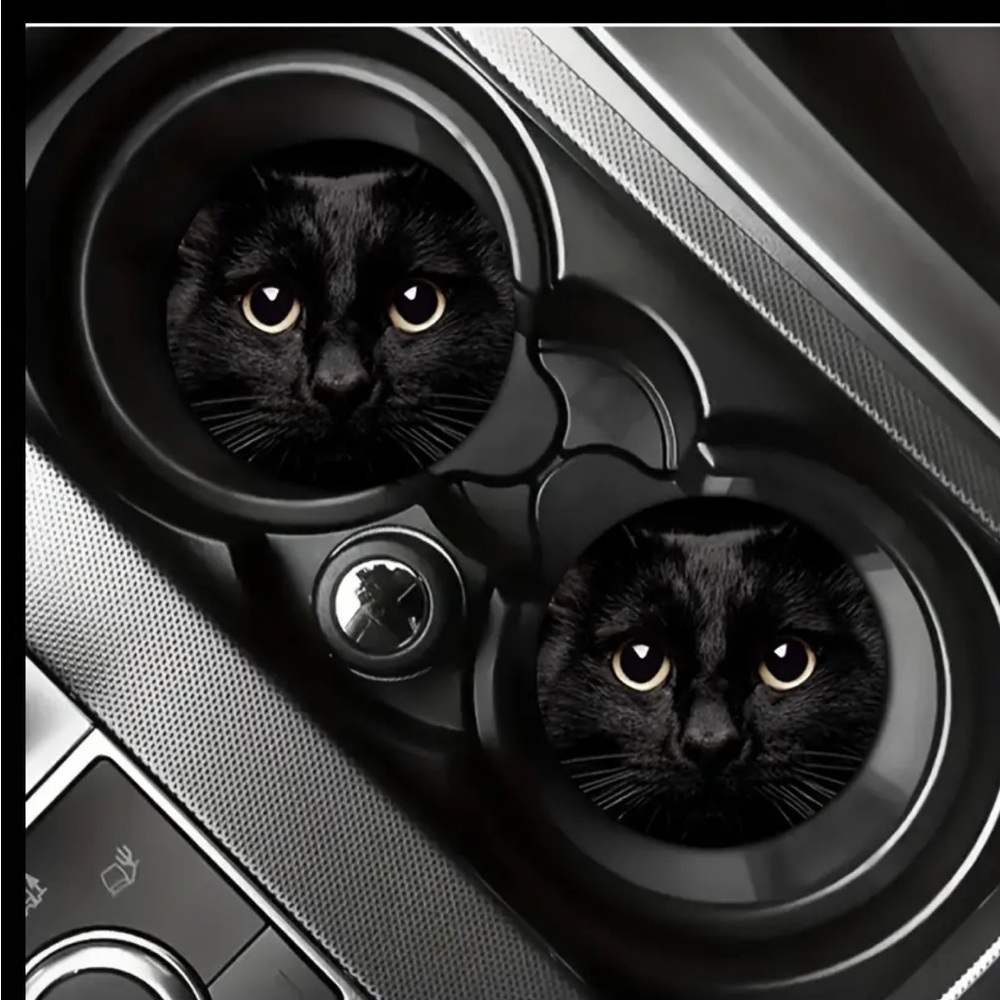Black Cat Car Cup Holder Coasters